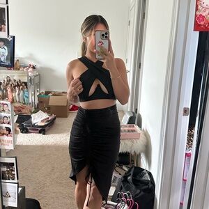 Shein 2 piece top and midi skirt Black